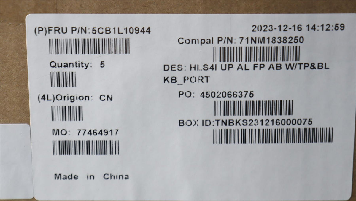 Lenovo UpperCase_POR C82XD FP AB BL AL 5CB1L10944