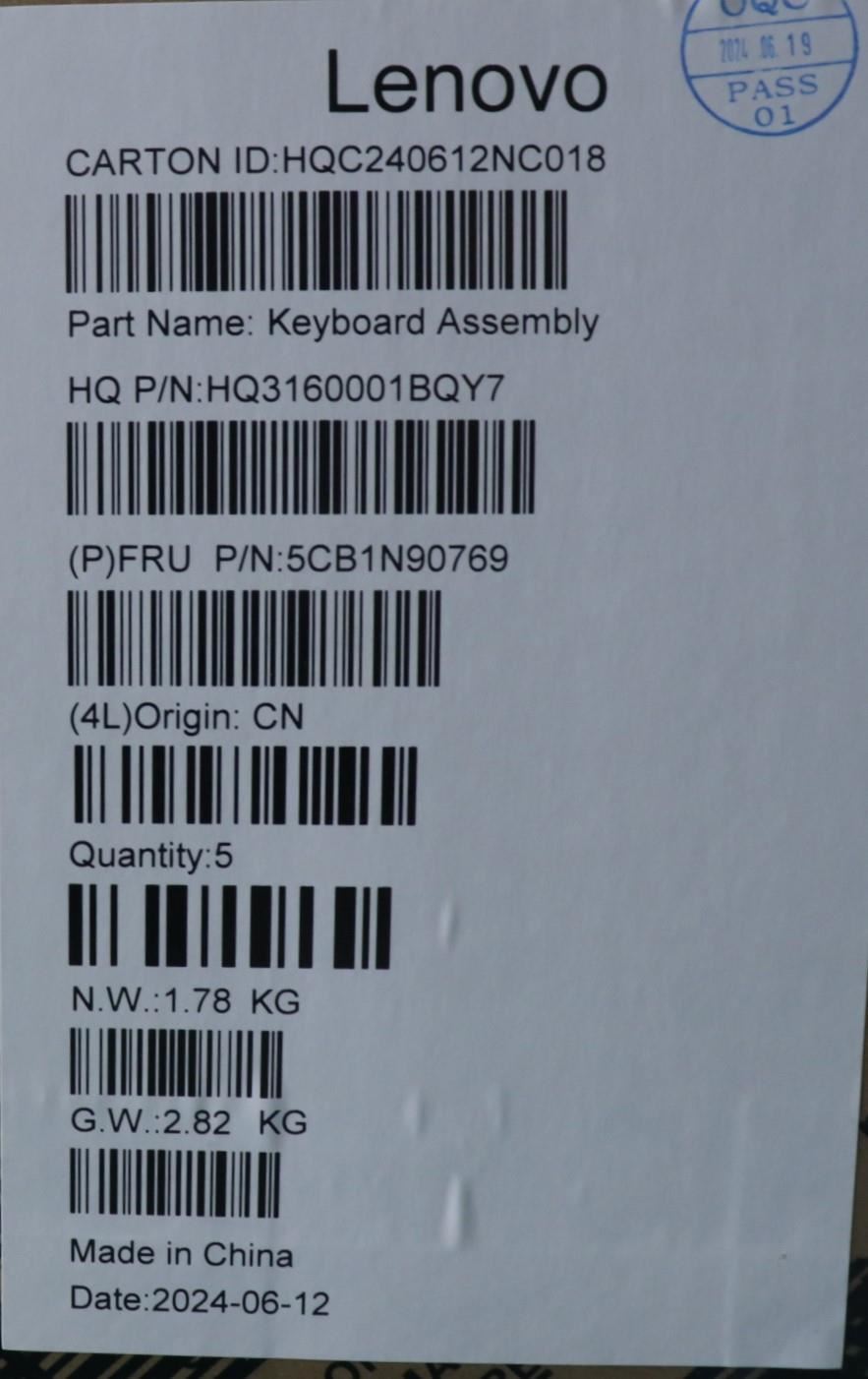 Lenovo Upper Case ASM FRA H 83E3 LG PST 5CB1N90769
