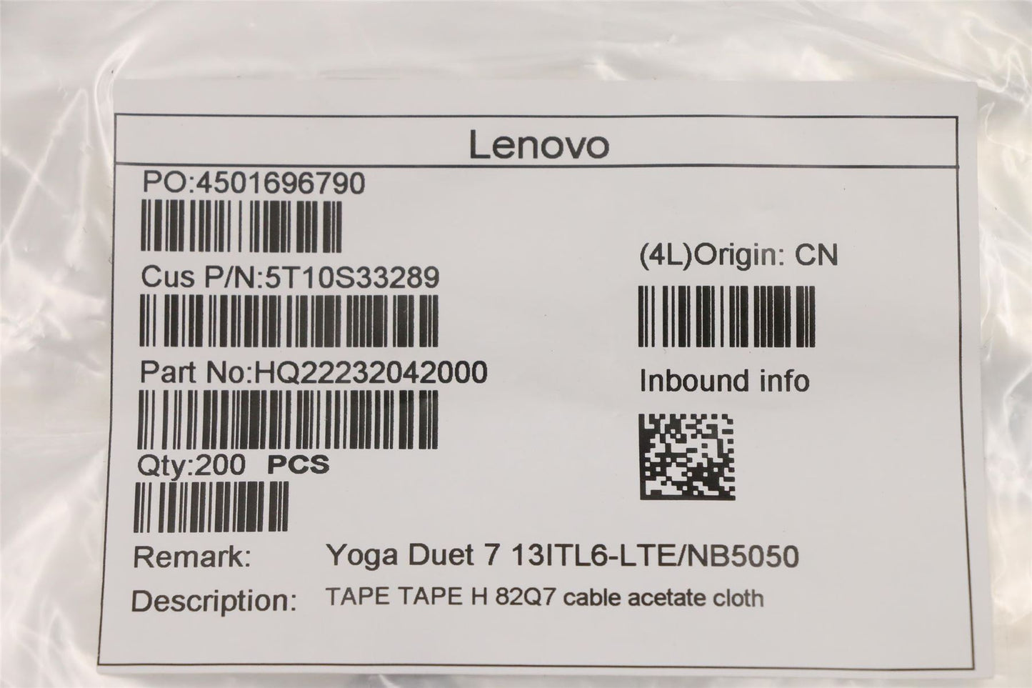 Lenovo TAPE TAPE H 82Q7 cable acetate cloth 5T10S33289