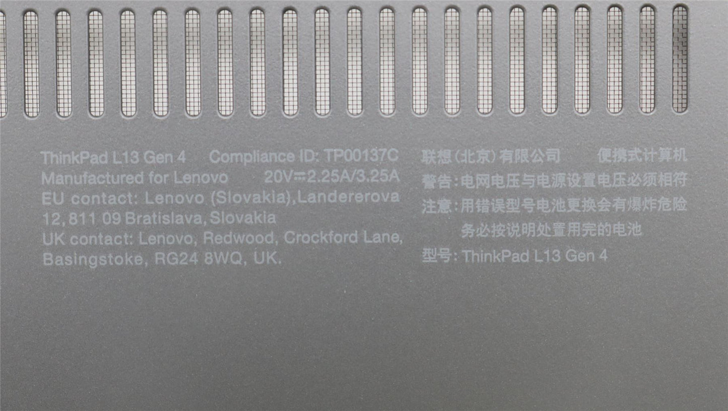 Lenovo ThinkPad L13 Gen 4 Bottom Base Lower Chassis Cover Grey 5M11L64835