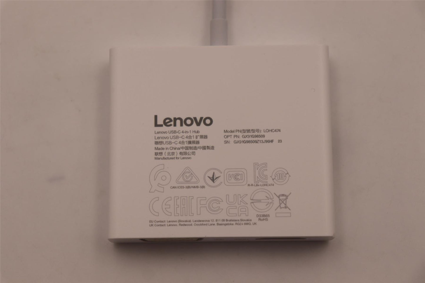 Lenovo Lenovo USB-C 4-in-1 Hub(white) 5C11G98510