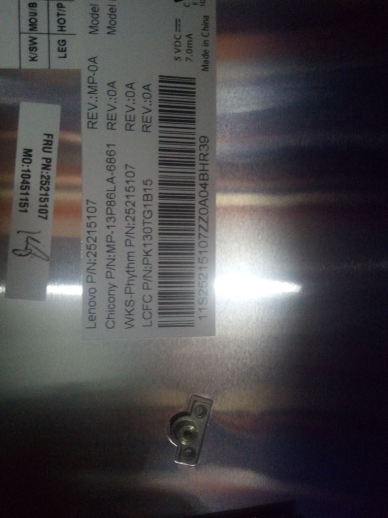 Genuine Lenovo 25215107 NB_KYB LSP-T5G1-CCY-BlackKeySilverFrame-