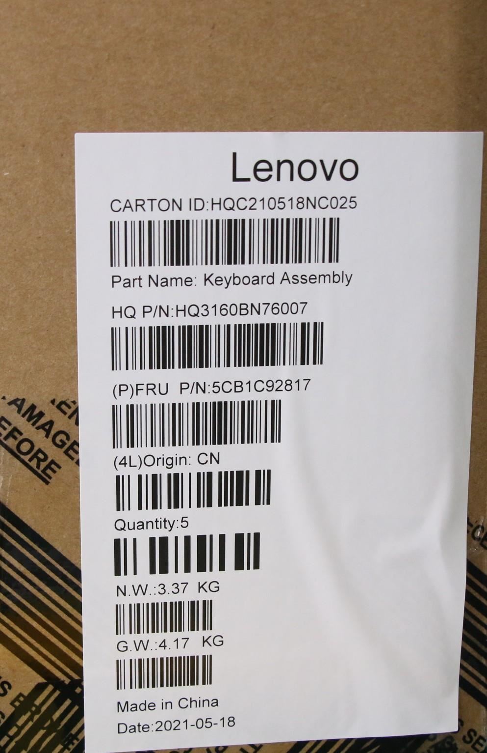 Lenovo Chromebook 14M836 Keyboard Palmrest Top Cover US Europe Silver 5CB1C92817