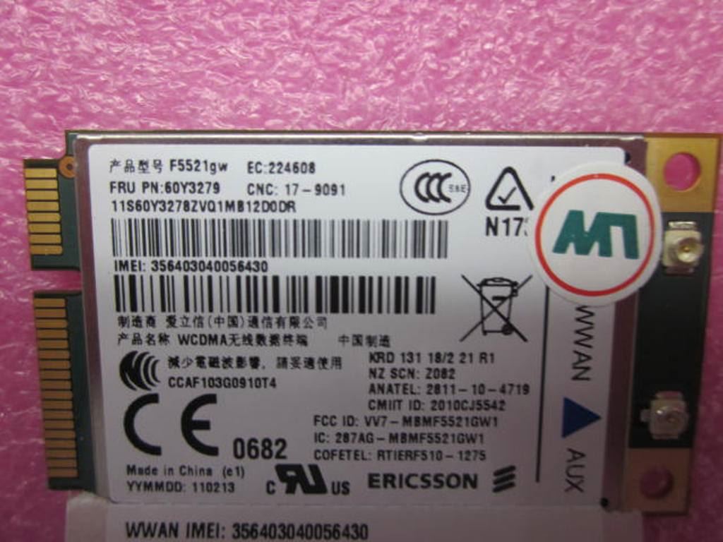 Lenovo FRU Ericsson F5521gw Vodafone AT&T SKU WWAN Board 60Y3279