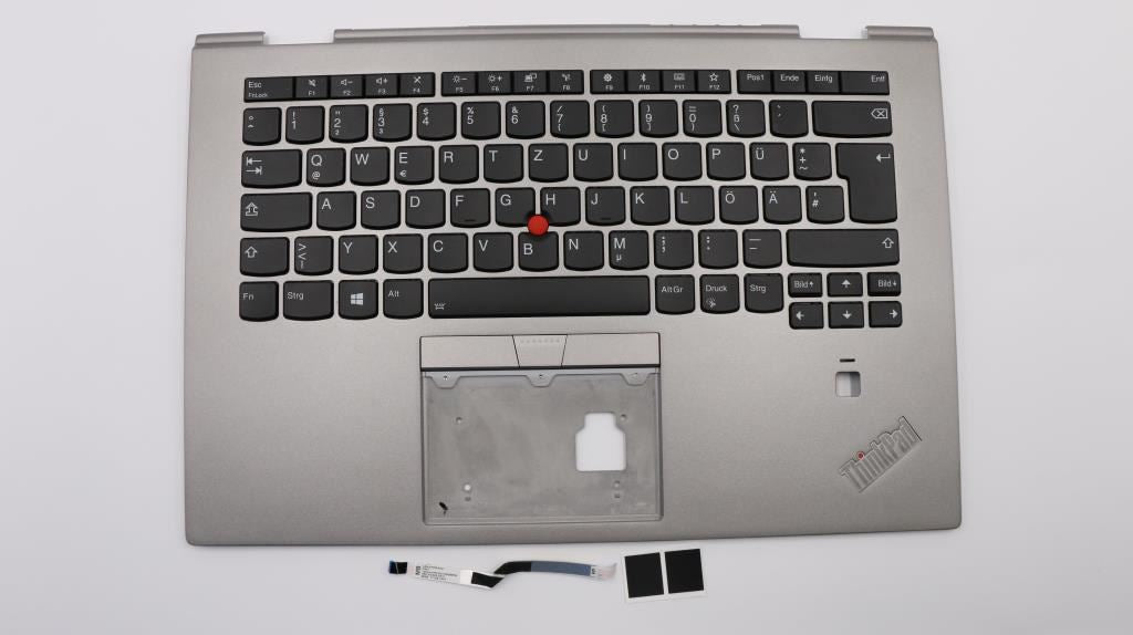 Lenovo Yoga X1 3rd Gen Keyboard Palmrest Top Cover Danish Silver Backlit 01LX953