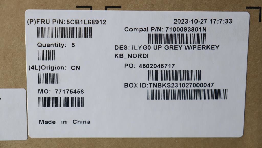 Lenovo Upper Case ASM_NORDIC C 82Y4 RGB 5CB1L68912