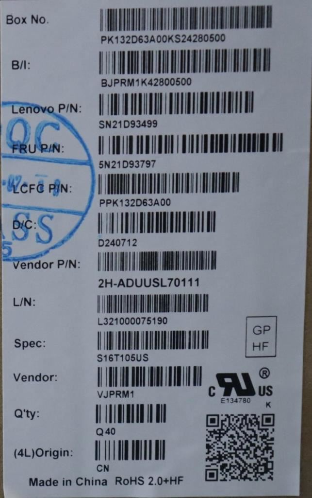 Lenovo ThinkPad P16s 1 L15 3 T16 1 Keyboard US Black 5N21D93797