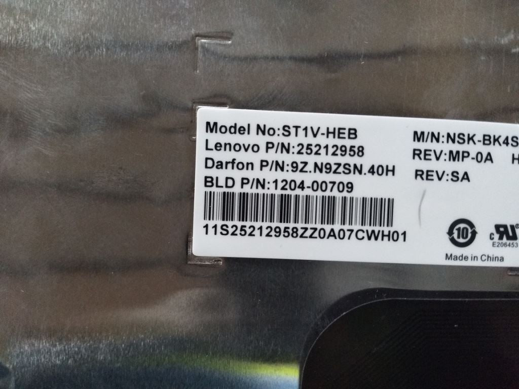 Lenovo ST1V-DF-HEB-BlackKeyGreyF-KBD Hebrew Keyboard 25212958