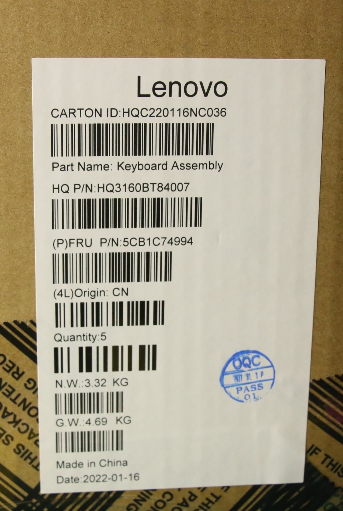 Lenovo Upper Case ASM_UKE H82L5 STO DIS 5CB1C74994