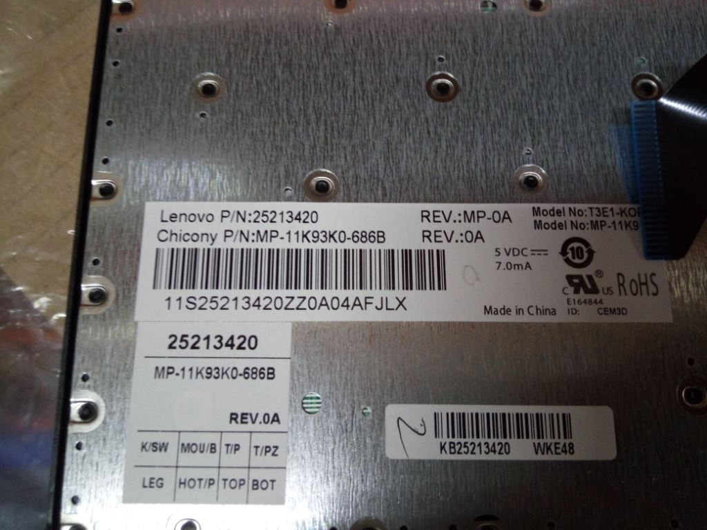 Lenovo T3E1-CCY-KOR-BlackKeySilverF-KBD Korean Keyboard 25213420