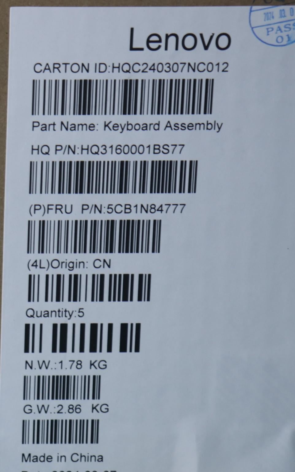 Lenovo Upper Case ASM HUN H 83E3 TT 5CB1N84777
