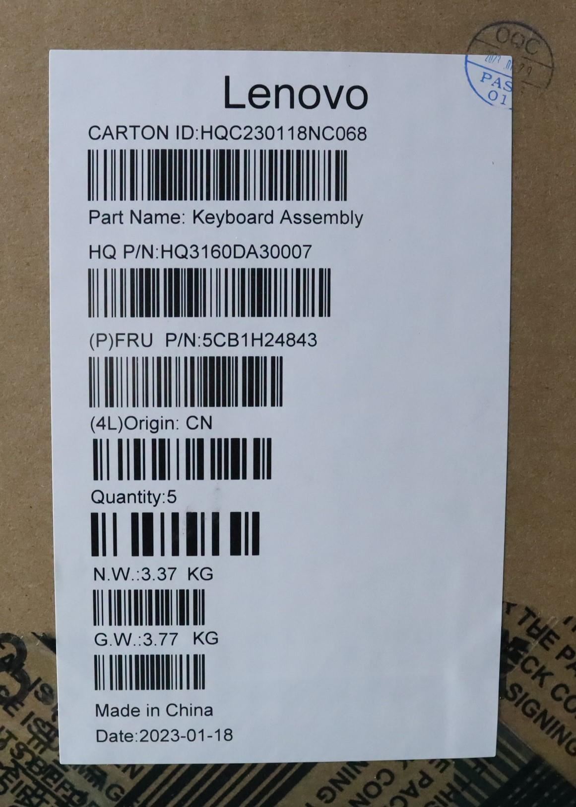 Lenovo Upper Case ASM_ITA H 82T3 ARGY UK 5CB1H24843