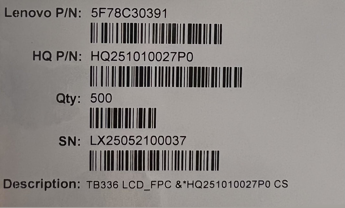 Lenovo TB336 LCD_FPC &*HQ251010027P0 CS FPC LCD Board 5F78C30391
