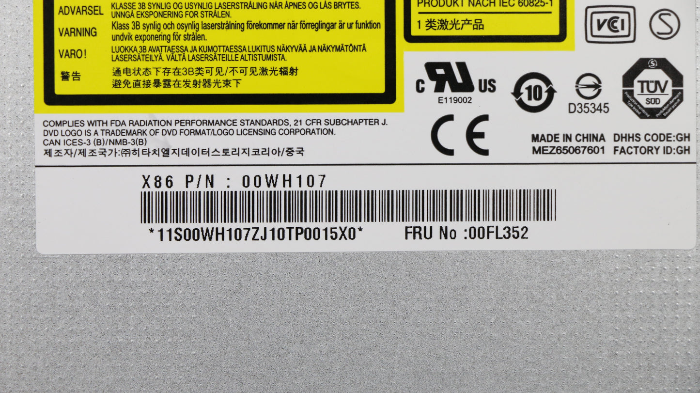 Lenovo 00FC107 DVD DT SATA 9.5mm x8 w/ bezel