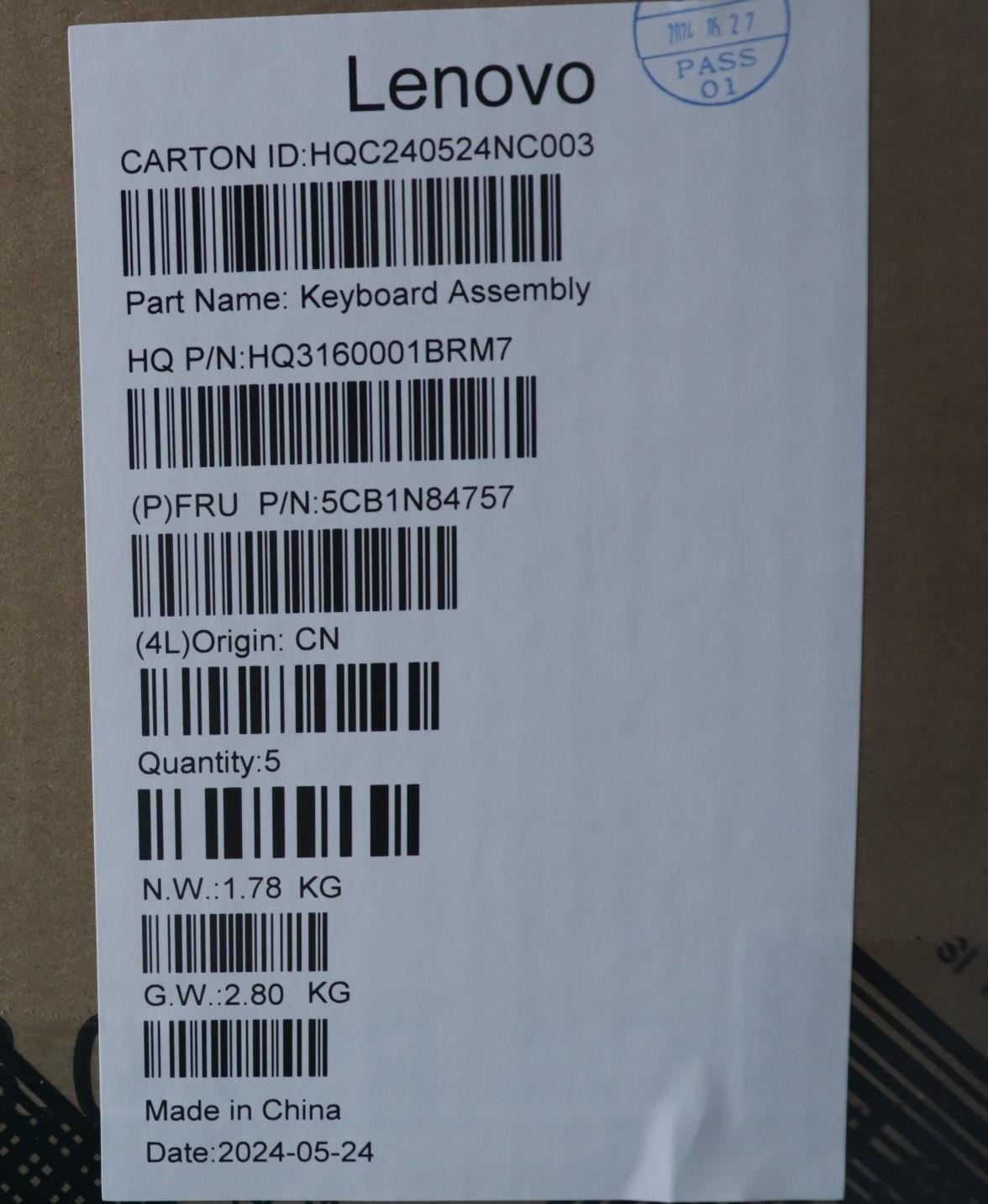 Lenovo Upper Case ASM BUL H 83E3 TT 5CB1N84757
