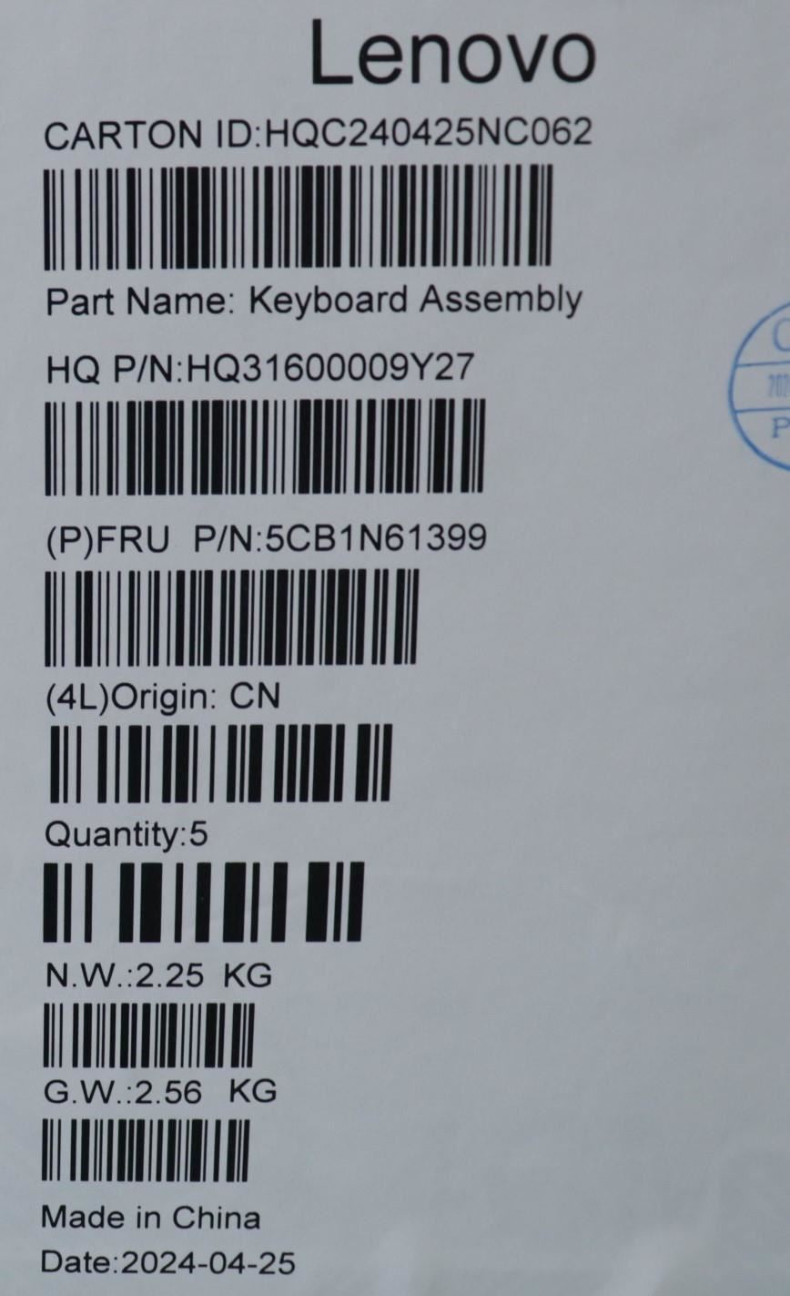 Lenovo Upper Case ASM_GER H83DR CB GY 5CB1N61399
