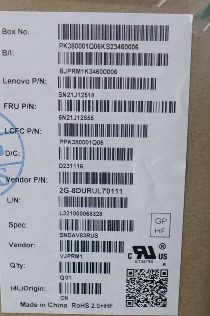 Lenovo NDA-V KBD,LBL-2,PMX,RUS 5N21J12555