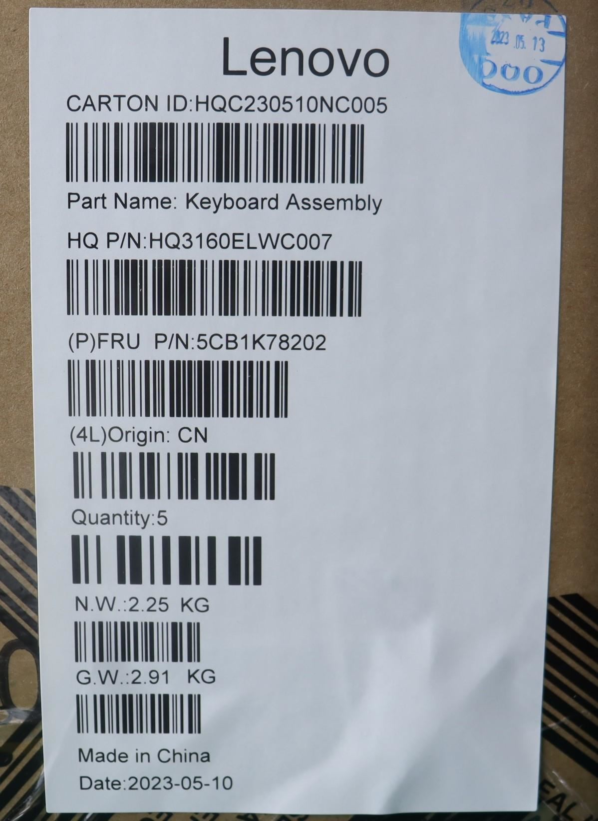 Lenovo Yoga 6 14IRP8 Keyboard Palmrest Top Cover UK Grey 5CB1K78202