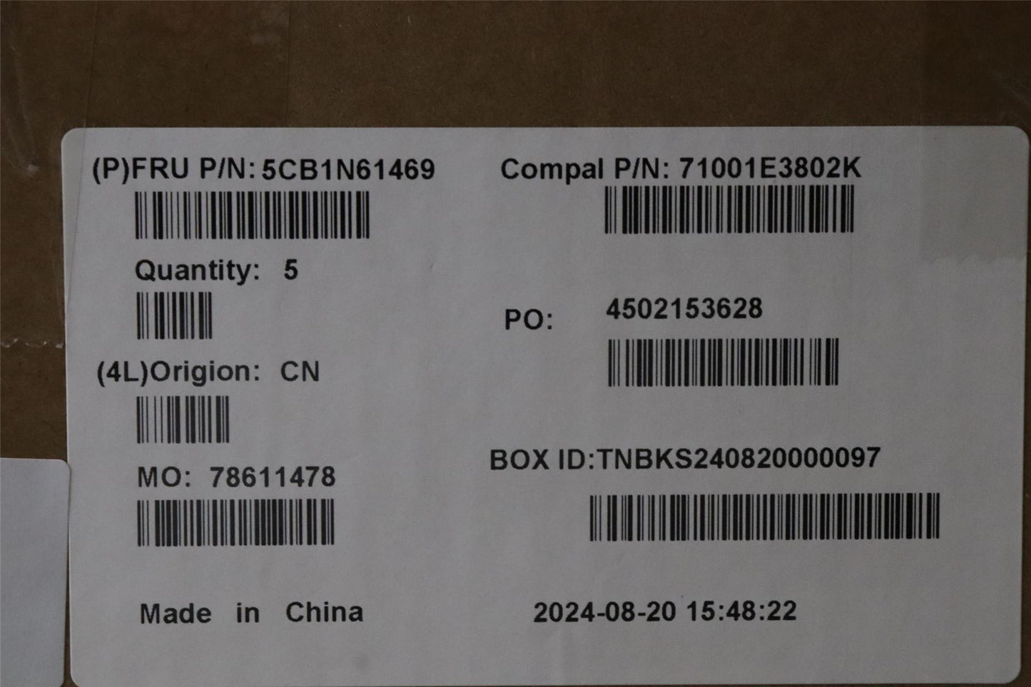 Lenovo Upper Case ASM_POR C 83FD EB RGB 5CB1N61469