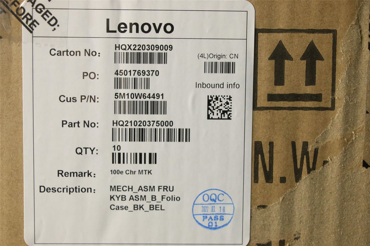 Lenovo Chromebook 10e Chromebook Dock Keyboard Folio Case Belgian 5M10W64491