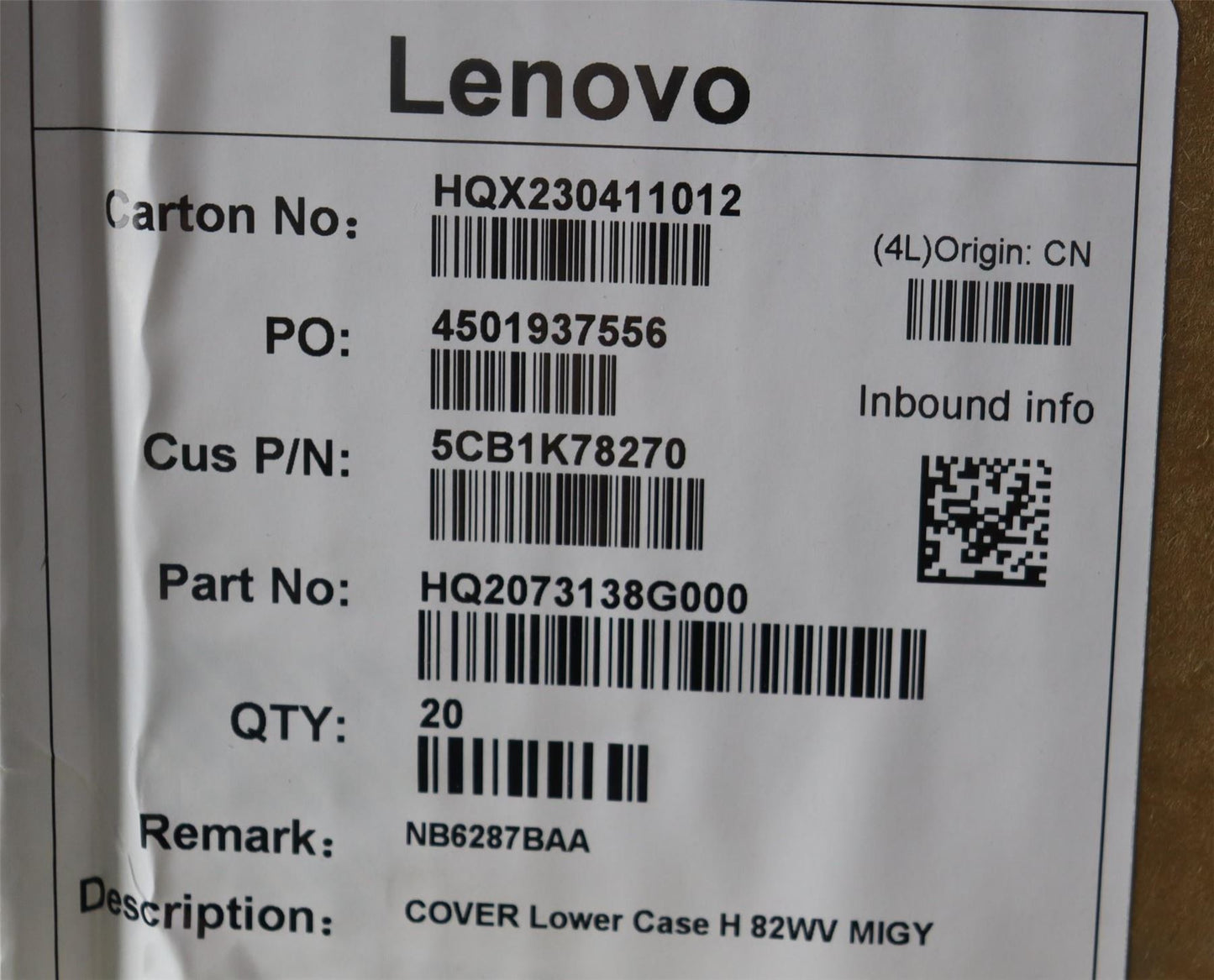 Lenovo Lower Case H 82WV MIGY 5CB1K78270