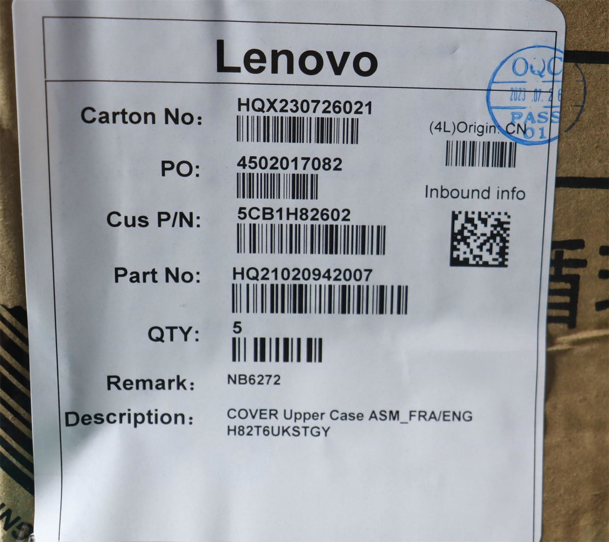 Lenovo English French Keyboard 5CB1H82602