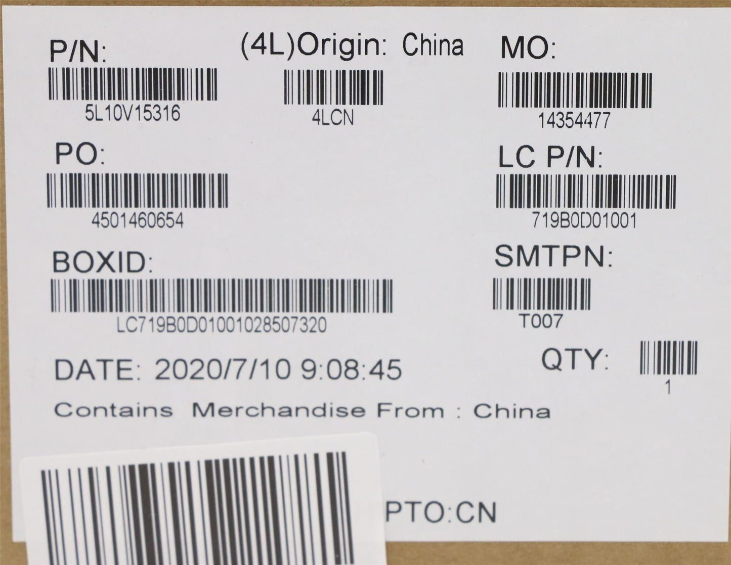Lenovo 5L10V15316 LABEL FRU Label Kit for LCFC