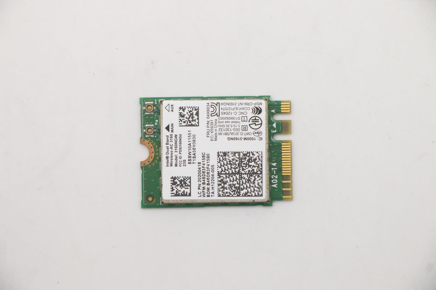 Lenovo 3160 1x1AC+BT NGFF WiFi WLAN PCIe PCI x1 Intel Board 20200418