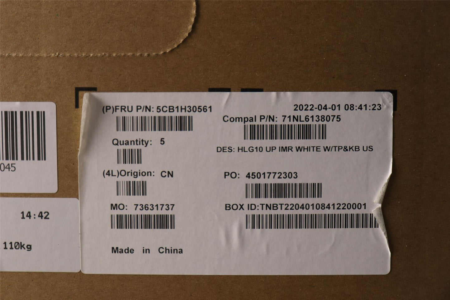 Lenovo IdeaPad 3 15IAH7 Palmrest Cover Touchpad Keyboard US White 5CB1H30561