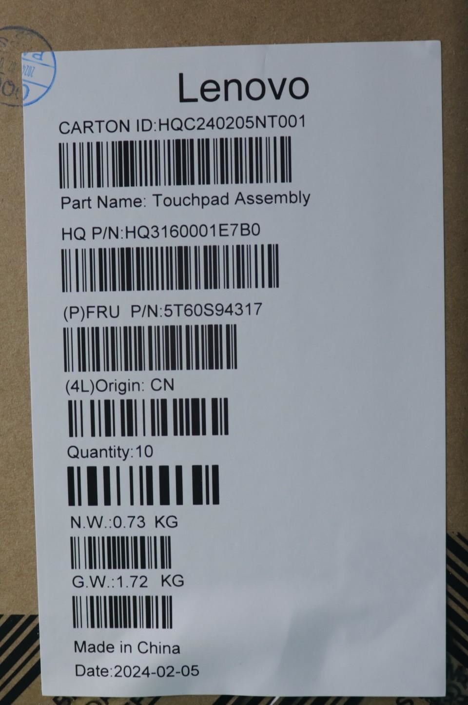 Lenovo H 83DK ARGY Touchpad Board 5T60S94317