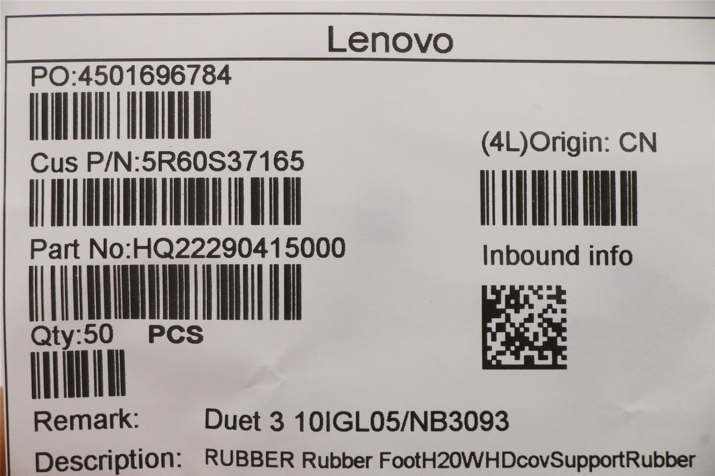 Lenovo RUBBER Rubber FootH20WHDcovSupportRubber 5R60S37165