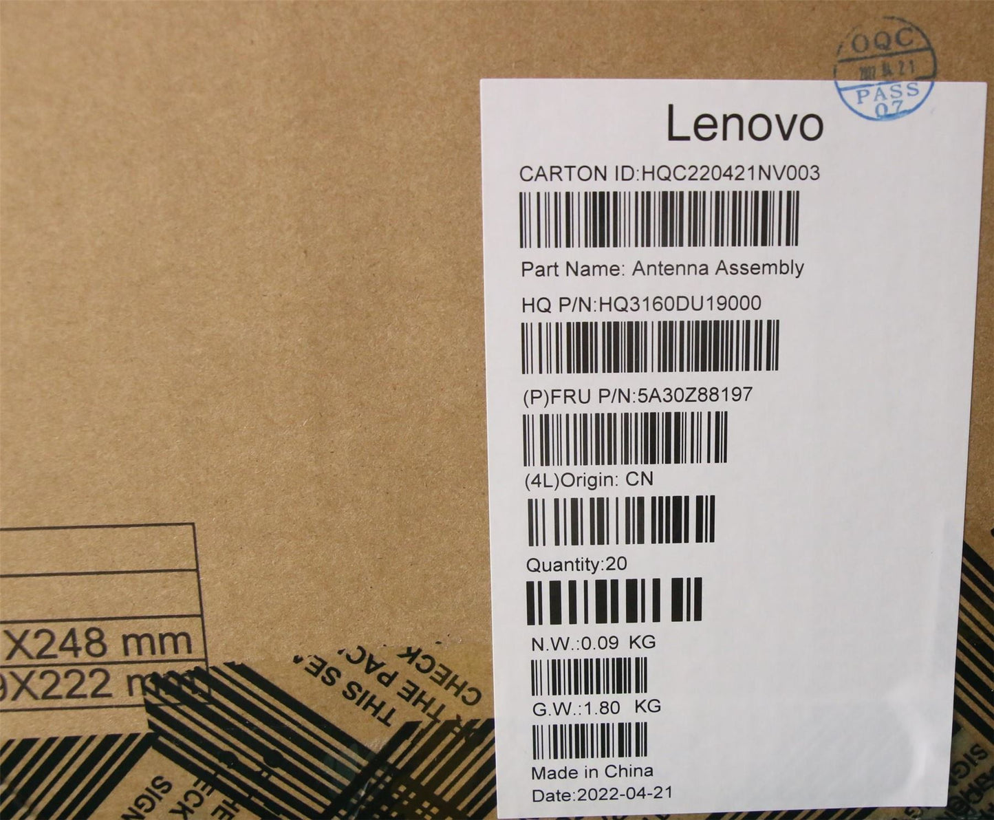 Lenovo FRU Antenna Main&Sub 5A30Z88197