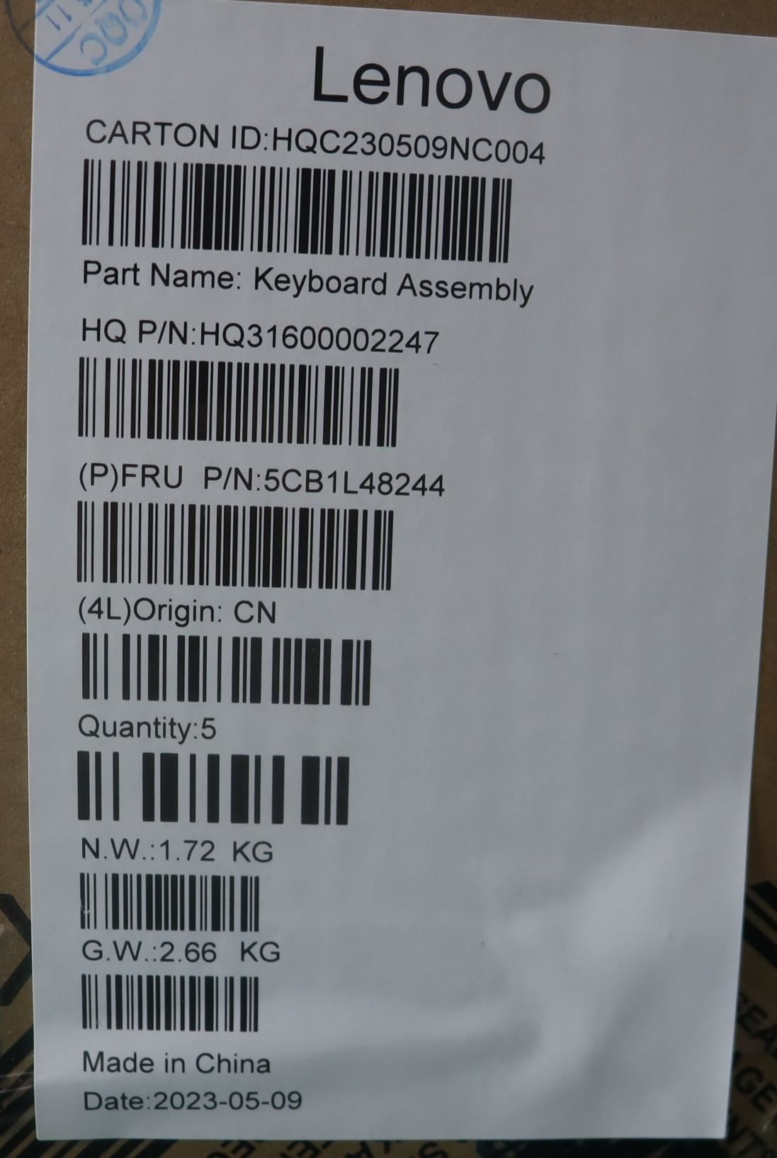 Lenovo Upper Case ASM_FRA H 82YM FP STGY 5CB1L48244