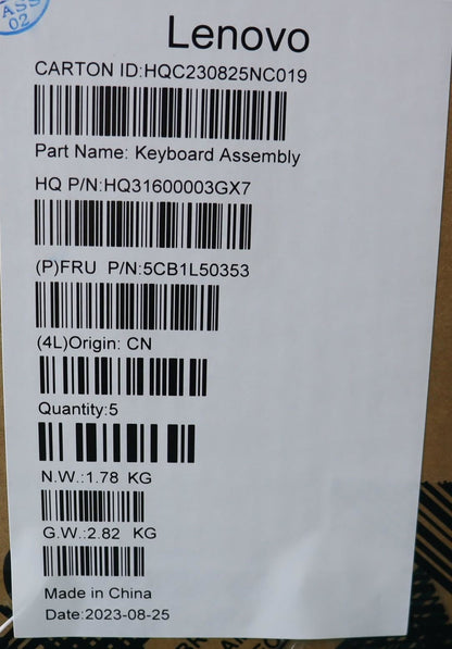 Lenovo Upper Case ASM_SWS H 83AU TT PS 5CB1L50353