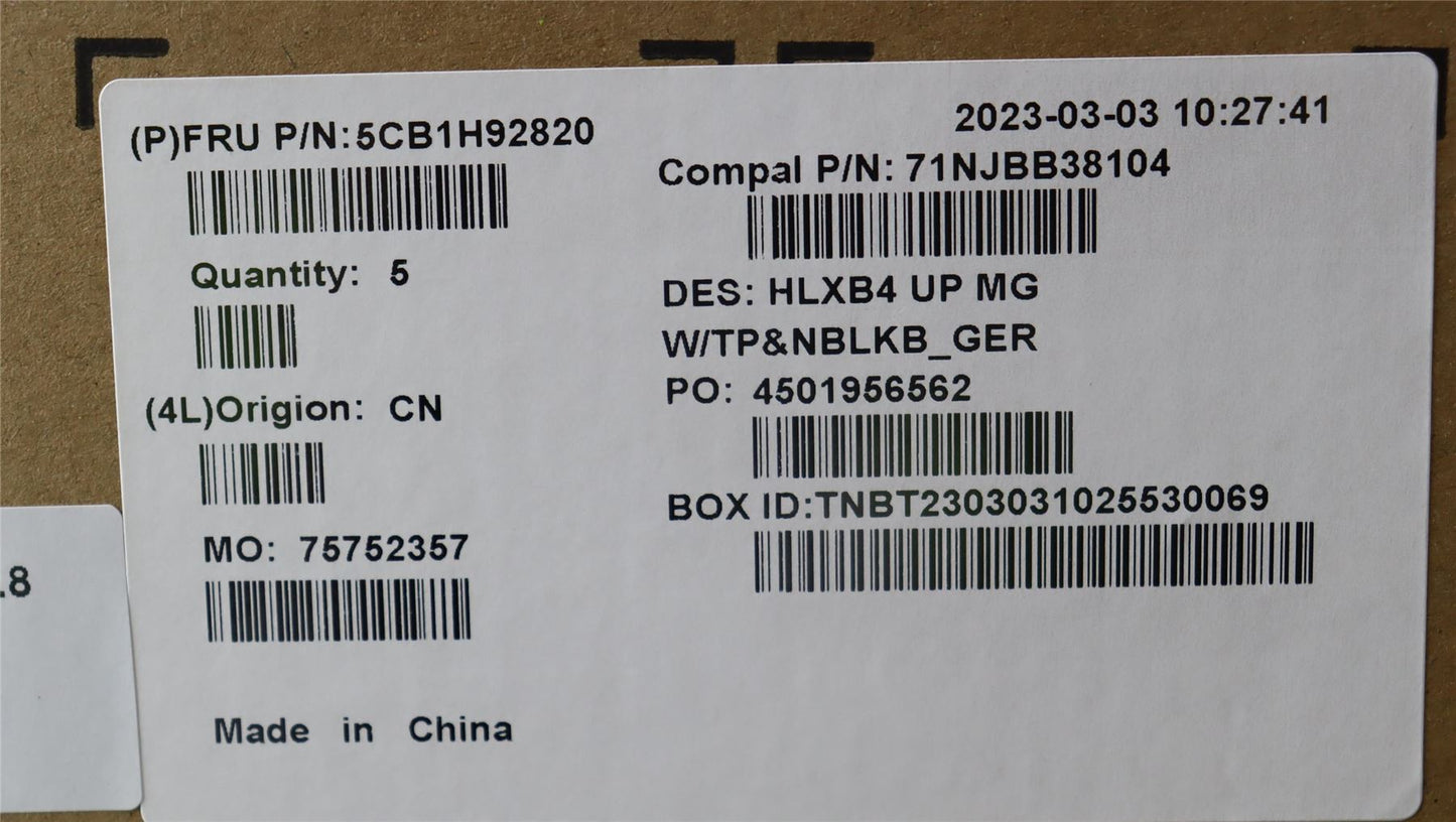 Lenovo ThinkBook 14 G4 ABA Palmrest Cover Touchpad Keyboard German 5CB1H92820
