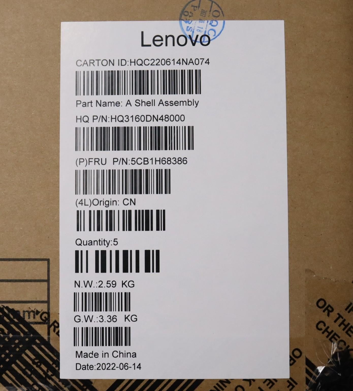 Lenovo LCD Cover H21CXFALT RGB ARGYW\ant 5CB1H68386