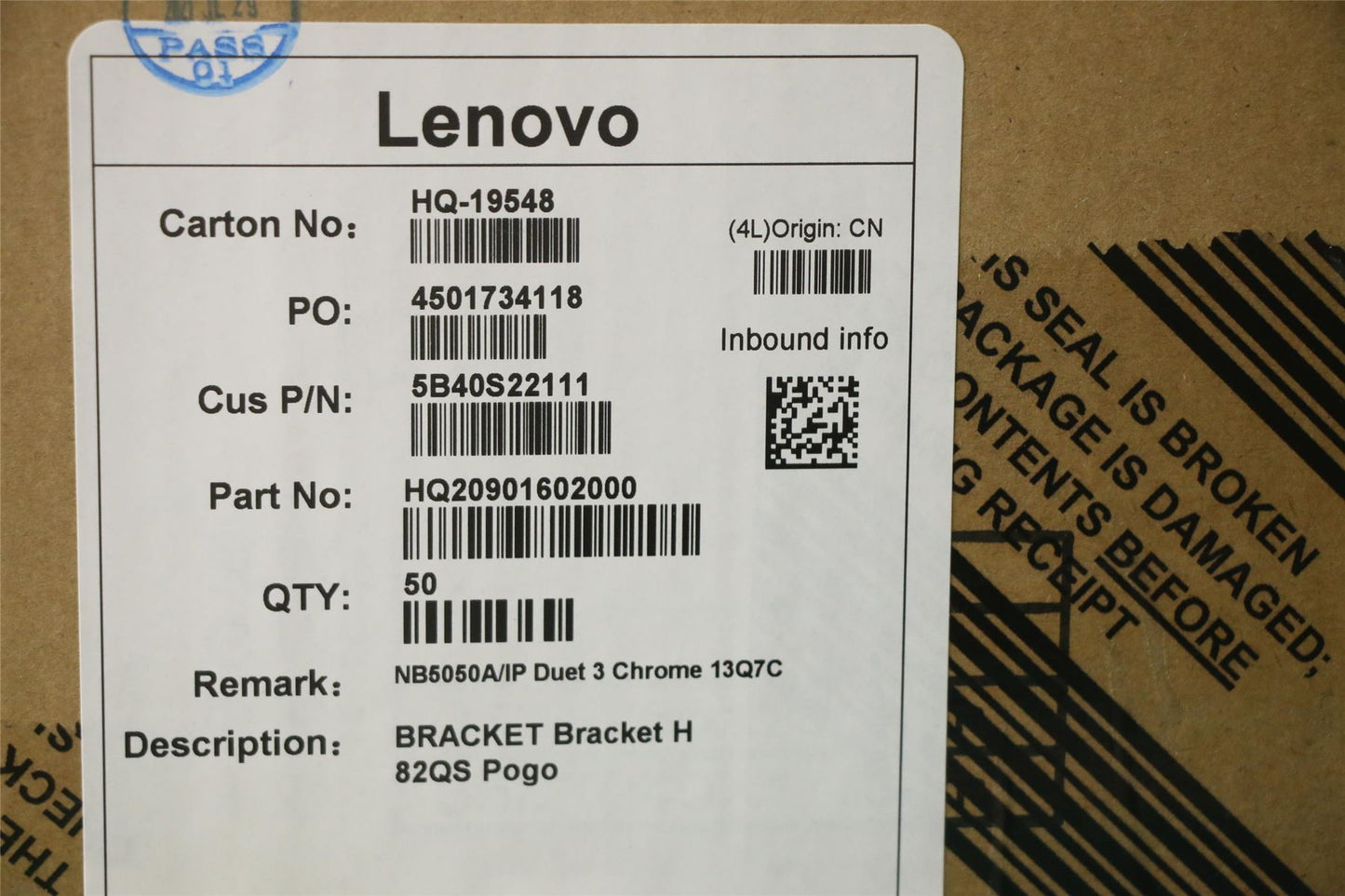 Lenovo Bracket H 82QS Pogo 5B40S22111