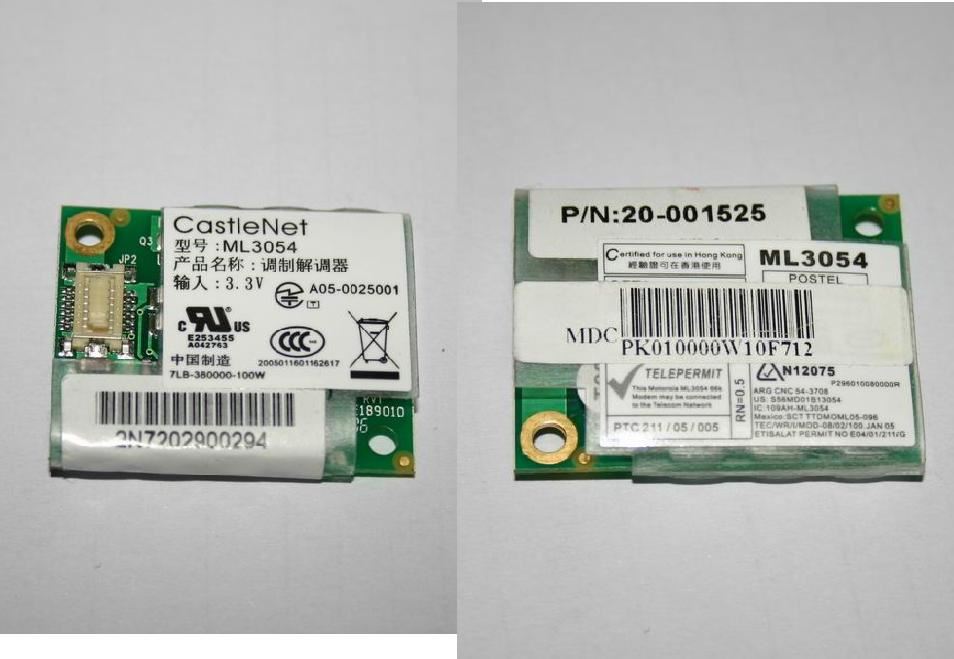 Lenovo CastleNet ML3054 56k Card Modem Board 20001525