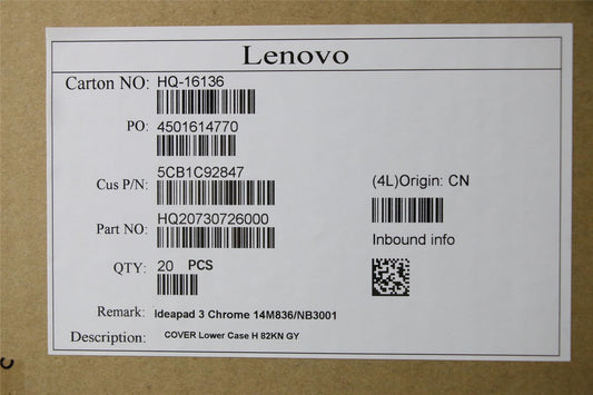 Lenovo Chromebook 14M836 Bottom Base Lower Cover Silver 5CB1C92847
