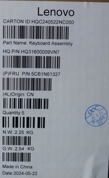 Lenovo Upper Case ASM_ITA H83DR LG GY 5CB1N61327