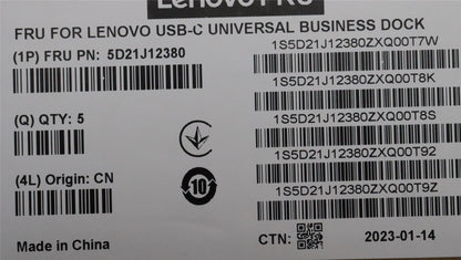 Lenovo USB-C Universal Business Dock Docking Station Black 5D21J12380