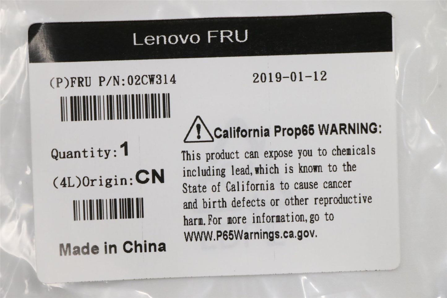 Lenovo MECHANICAL L2Non DP Label 02CW314