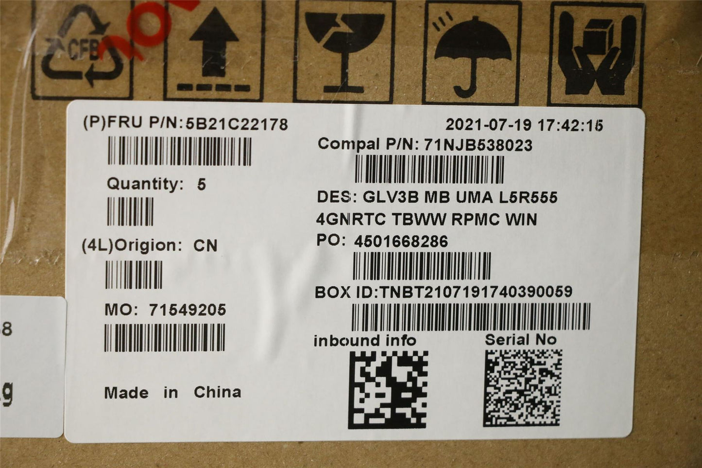 Lenovo ThinkBook 15 G3 ACL Motherboard Mainboard UMA 4GB 5B21C22178