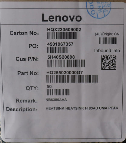 Lenovo HEATSINK HEATSINK H 83AU UMA FCN 5H40S20897