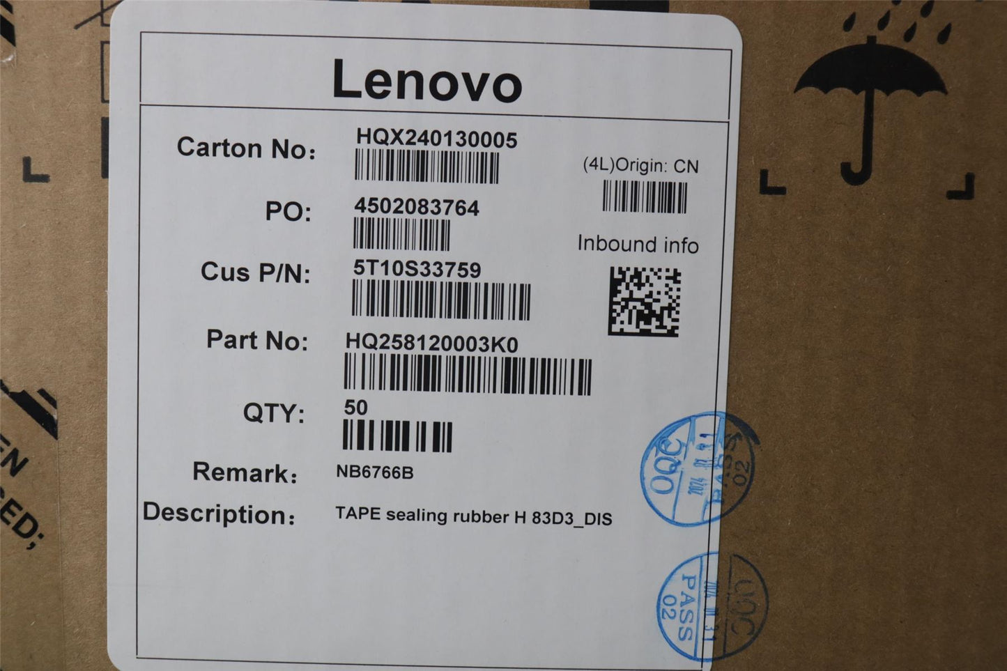 Lenovo TAPE sealing rubber H 83D3_DIS 5T10S33759