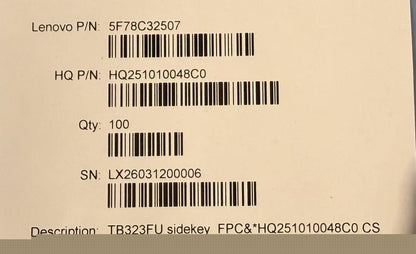 Lenovo TB323FU sidekey_FPC&*HQ251010048C0 CS FPC Board 5F78C32507