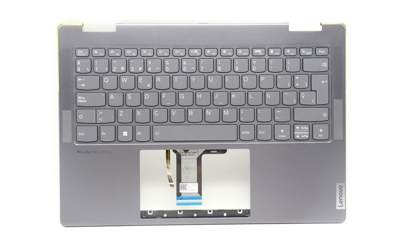 Lenovo Yoga 7 14ARP8 Keyboard Palmrest Top Cover Spanish Storm Grey 5CB1L48263