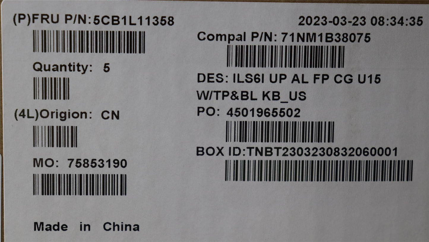 Lenovo COVER UpperCase_ENG C82XF FP CG BL AL 5CB1L11358
