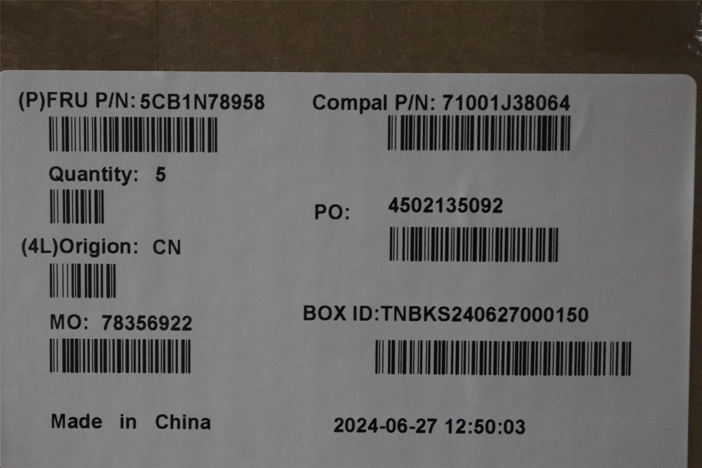 Lenovo UpperCase_SPA C 83G1 CG NFP NBL 5CB1N78958