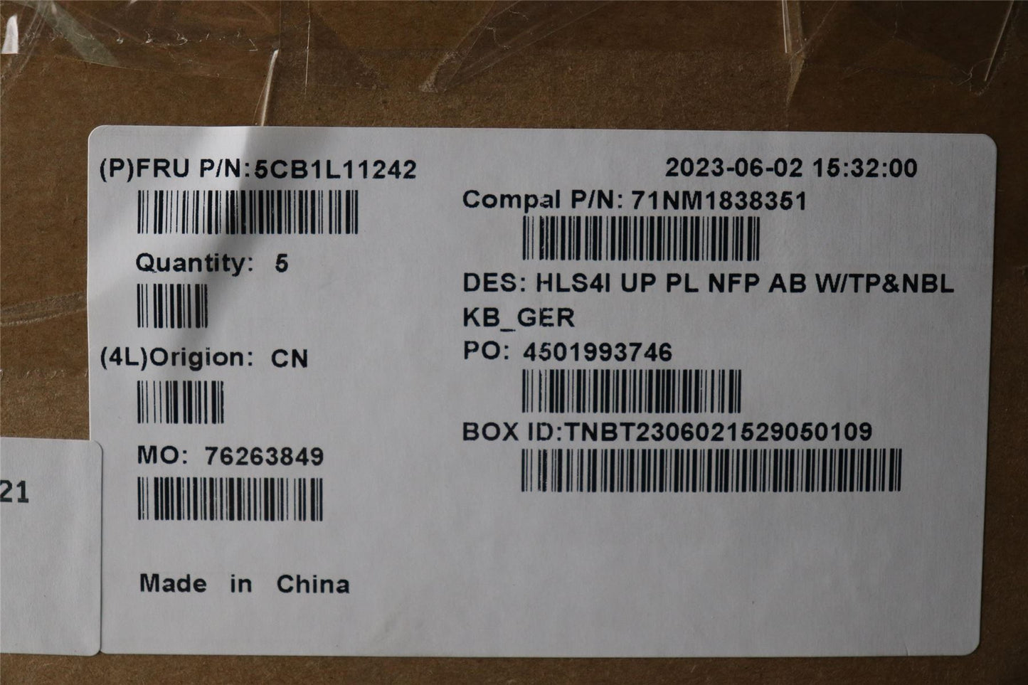 Lenovo UpperCase_GER C82XD NFP AB NBL PL 5CB1L11242
